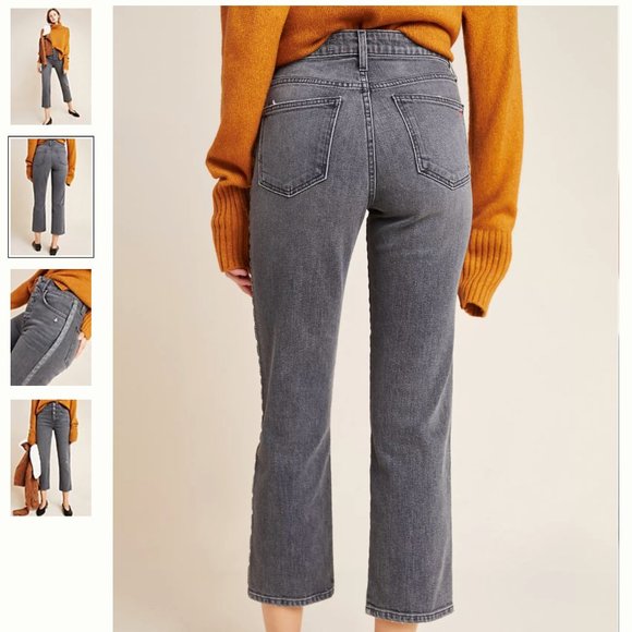 NWT anthro leopard-trimmed high rise straight jean - Picture 3 of 12